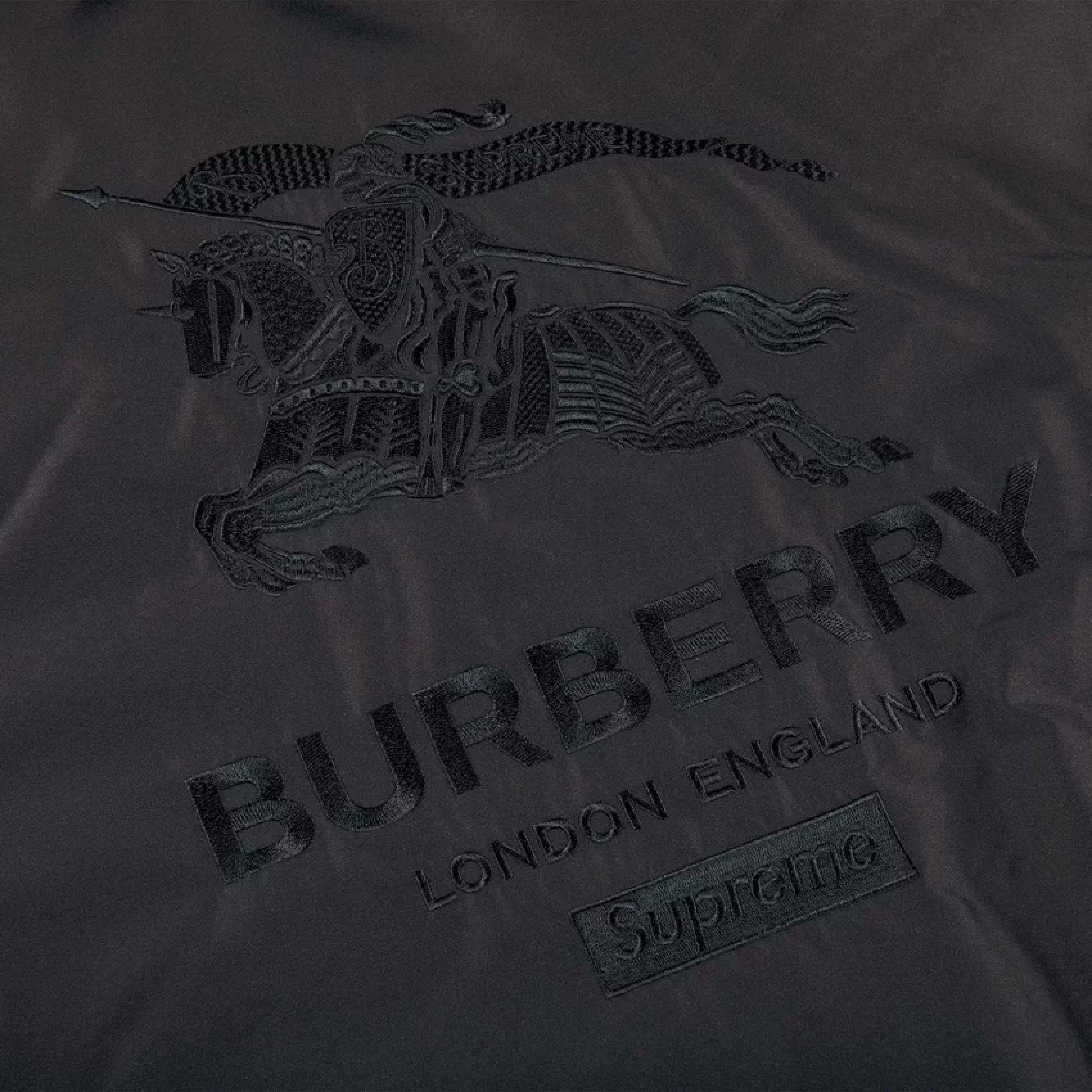 Supreme Burberry Down Jacket Shearling Black