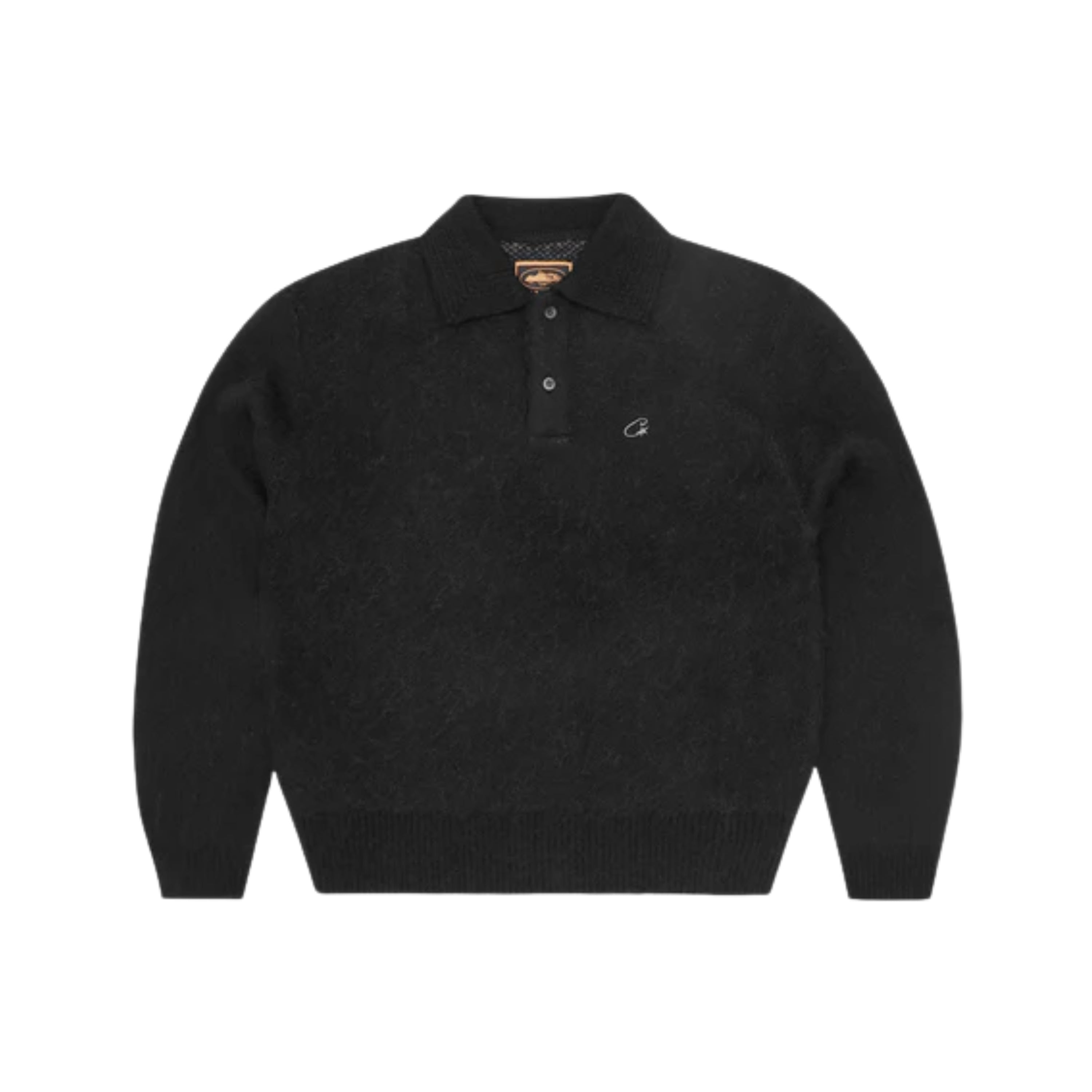Corteiz Mohair Fuzzy Collar Sweater Black