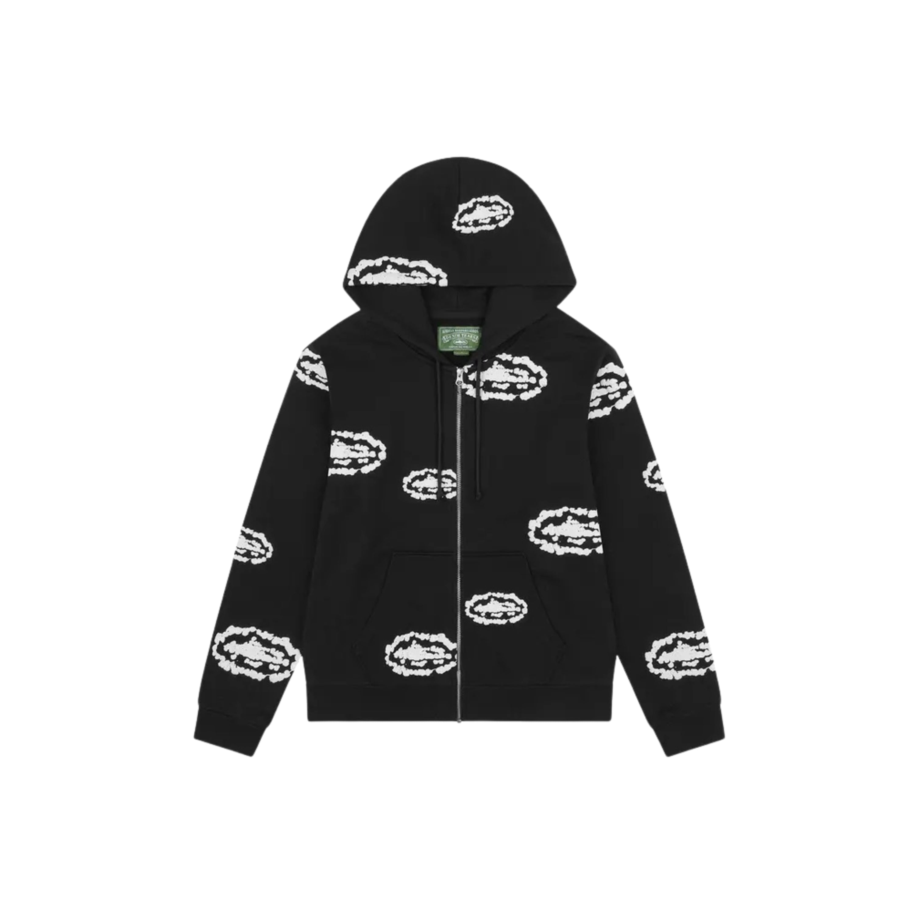 Corteiz x Denim Tears Island Puff Print Zip Hoodie Black