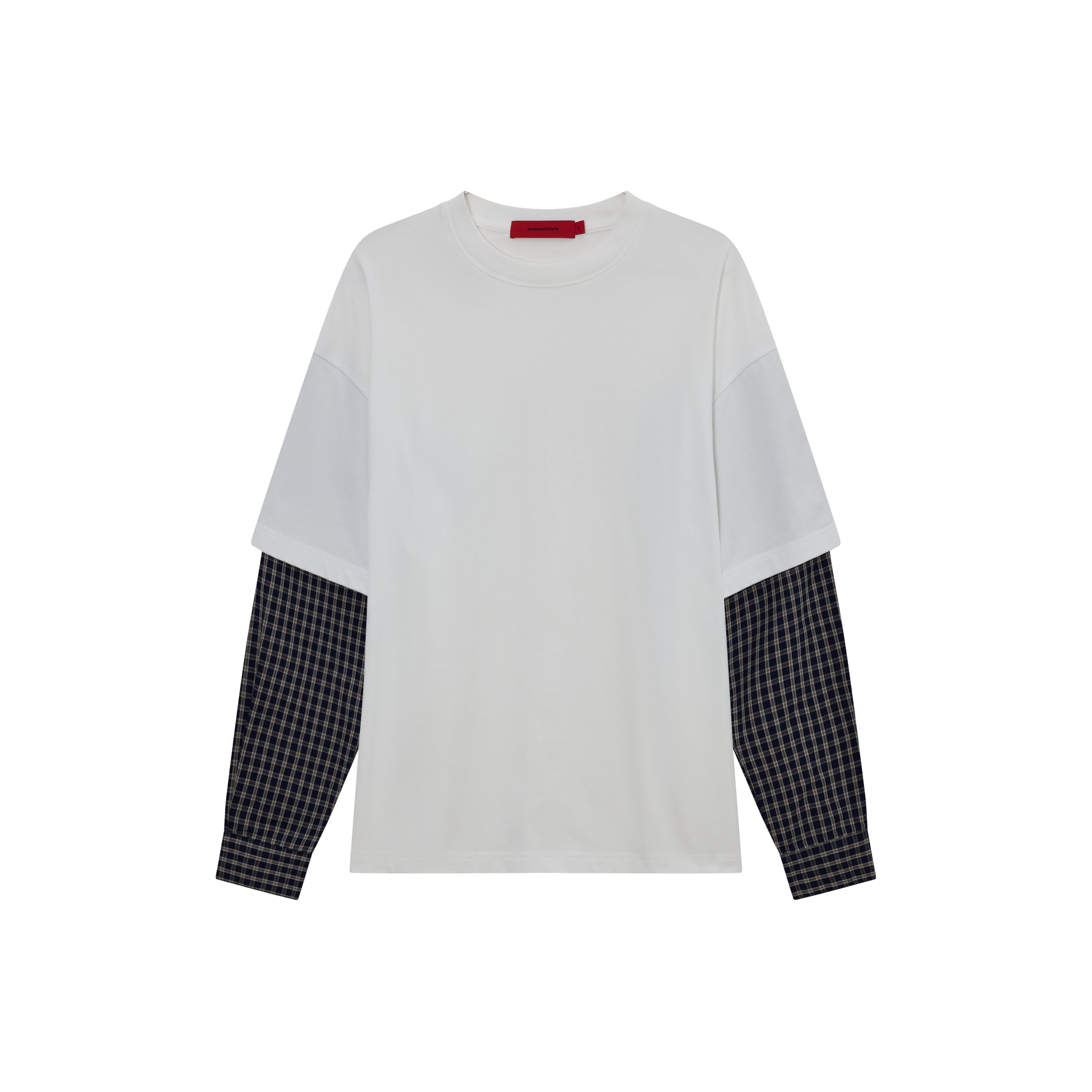 Acupuncture Layered Tartan Longsleeve White