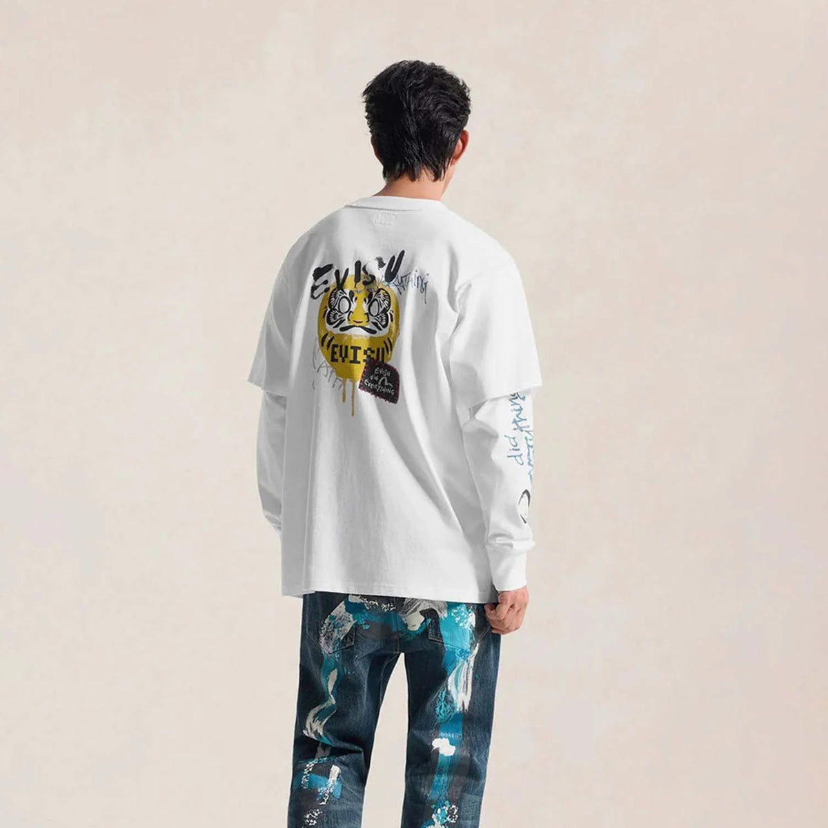 Evisu Fortune Cat Printed Longsleeve White