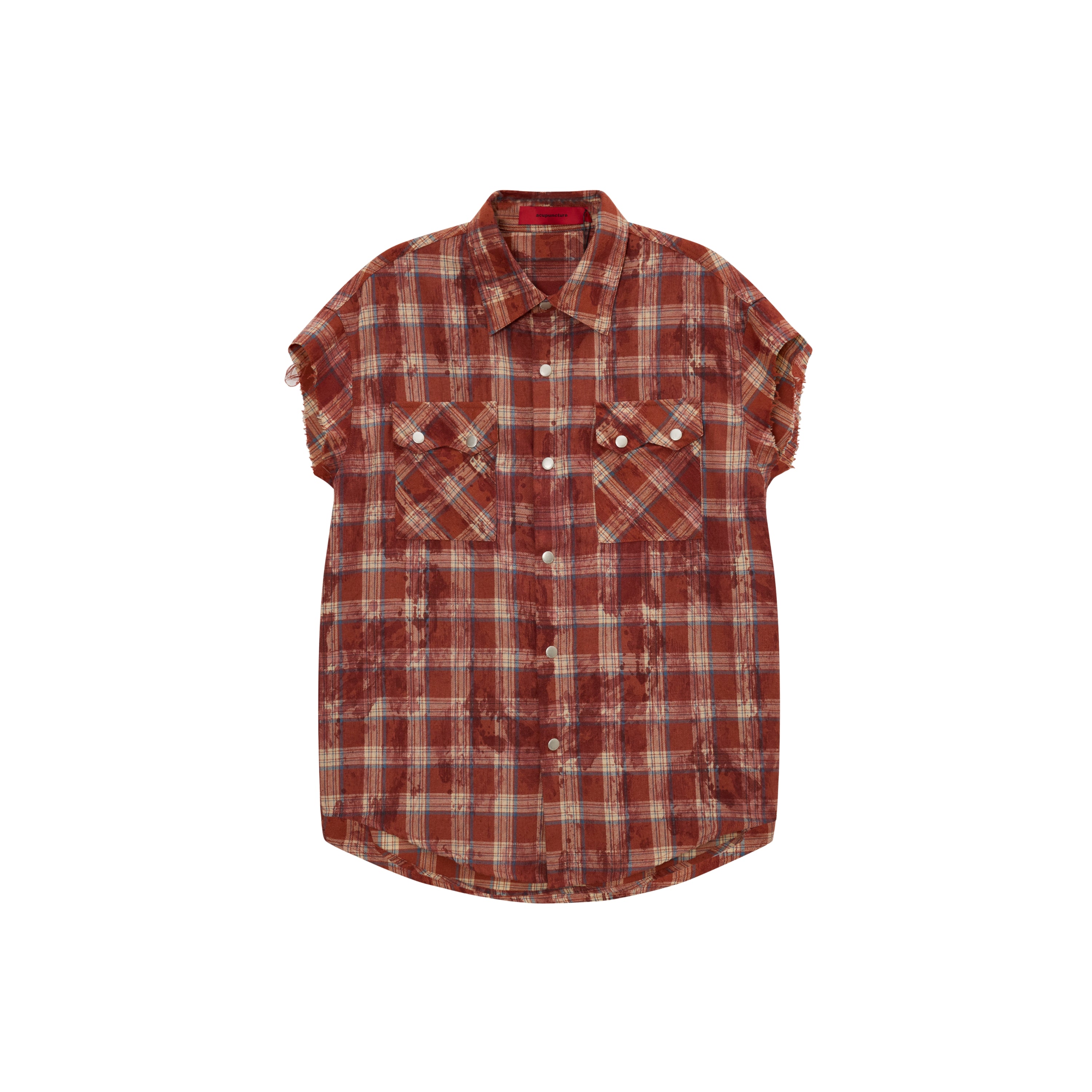 Acupuncture Texas Sleeveless Shirt Check Red