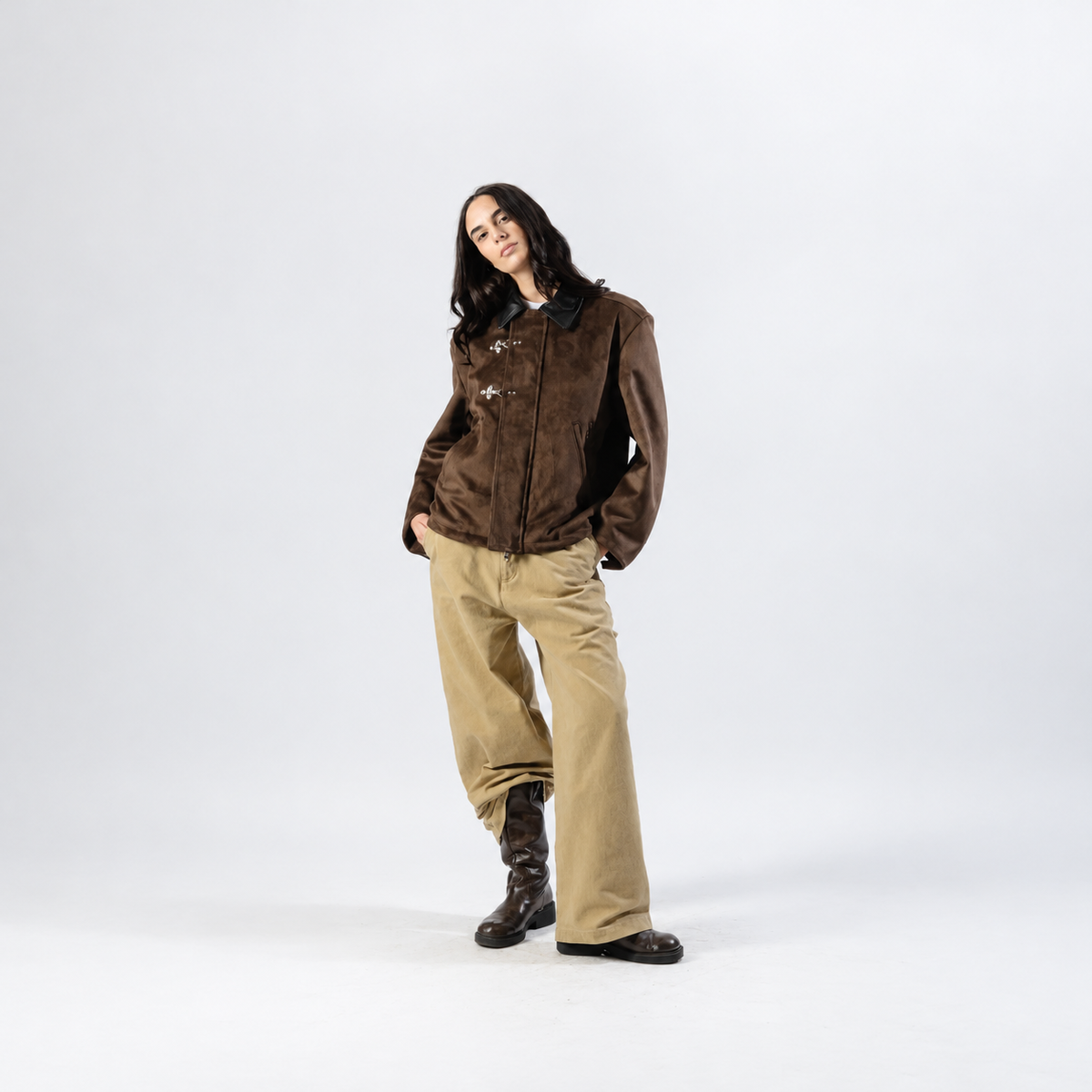Mood-One Clasp Jacket Brown
