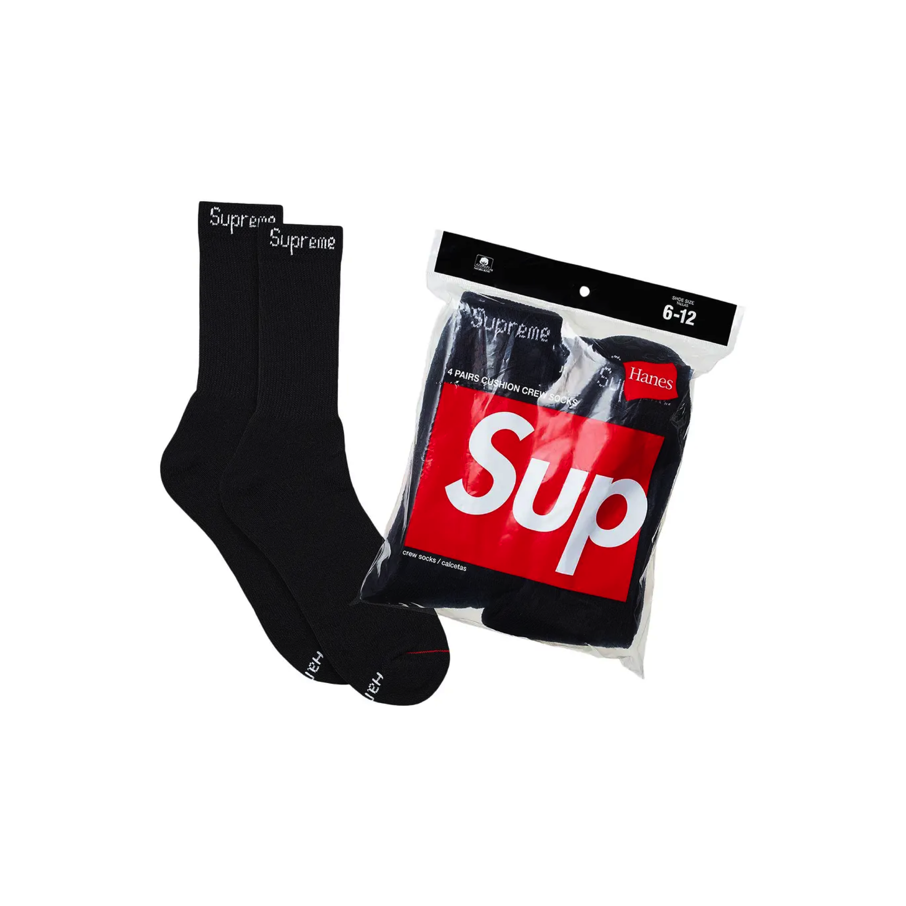 Supreme Hanes Socks Black (ONE PAIR)