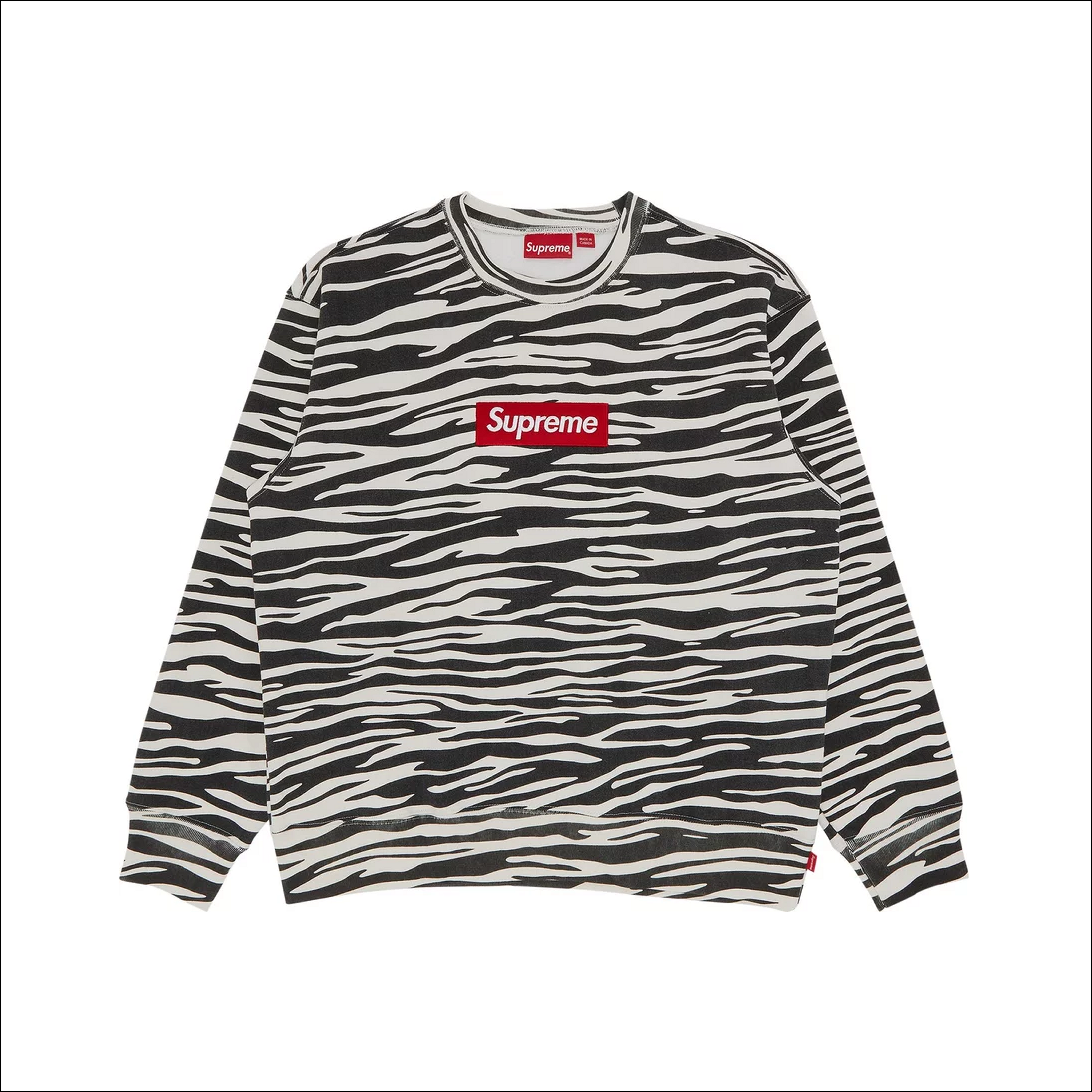 Supreme Box Logo Crewneck Zebra FW22