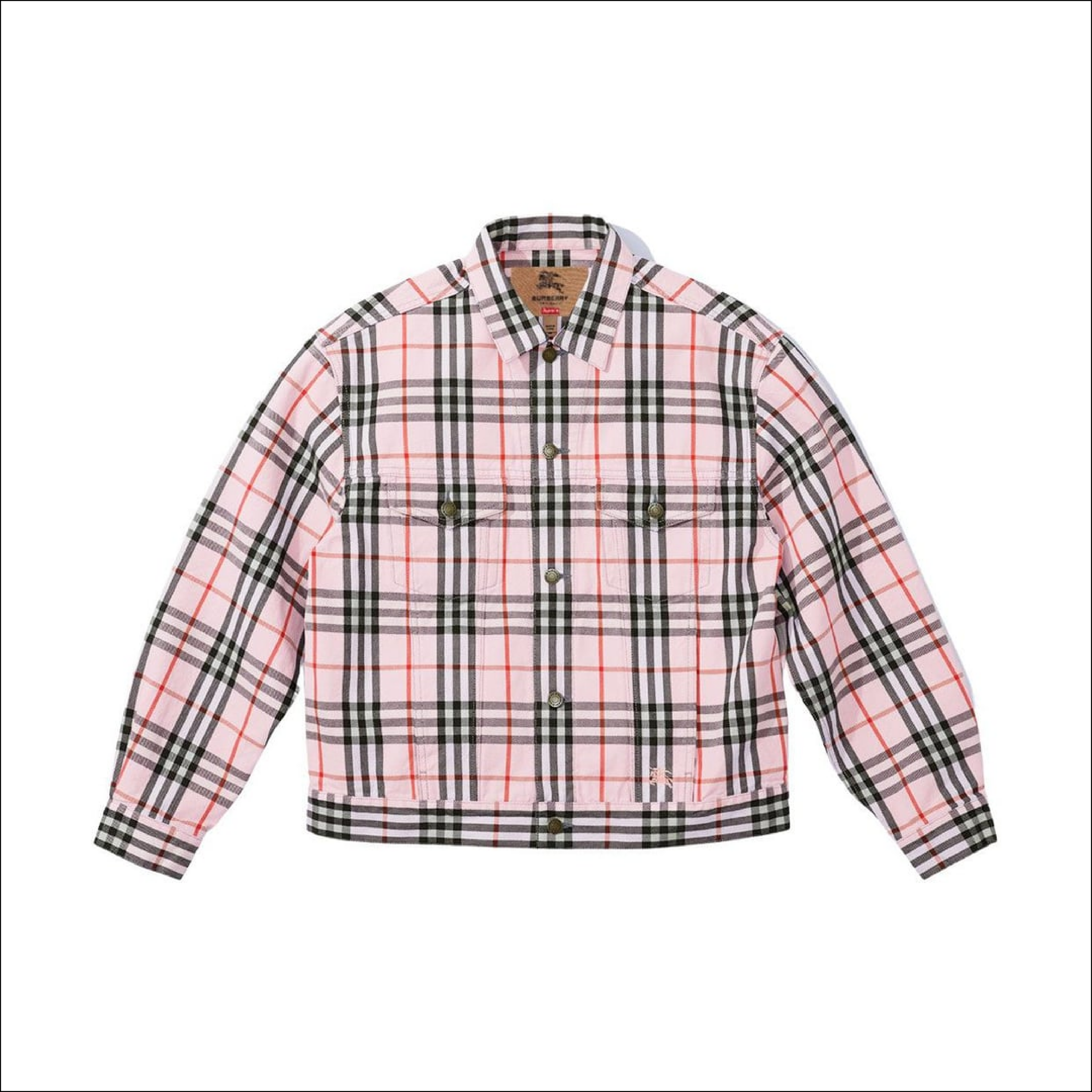 Supreme Burberry Denim Trucker Jacket Pink