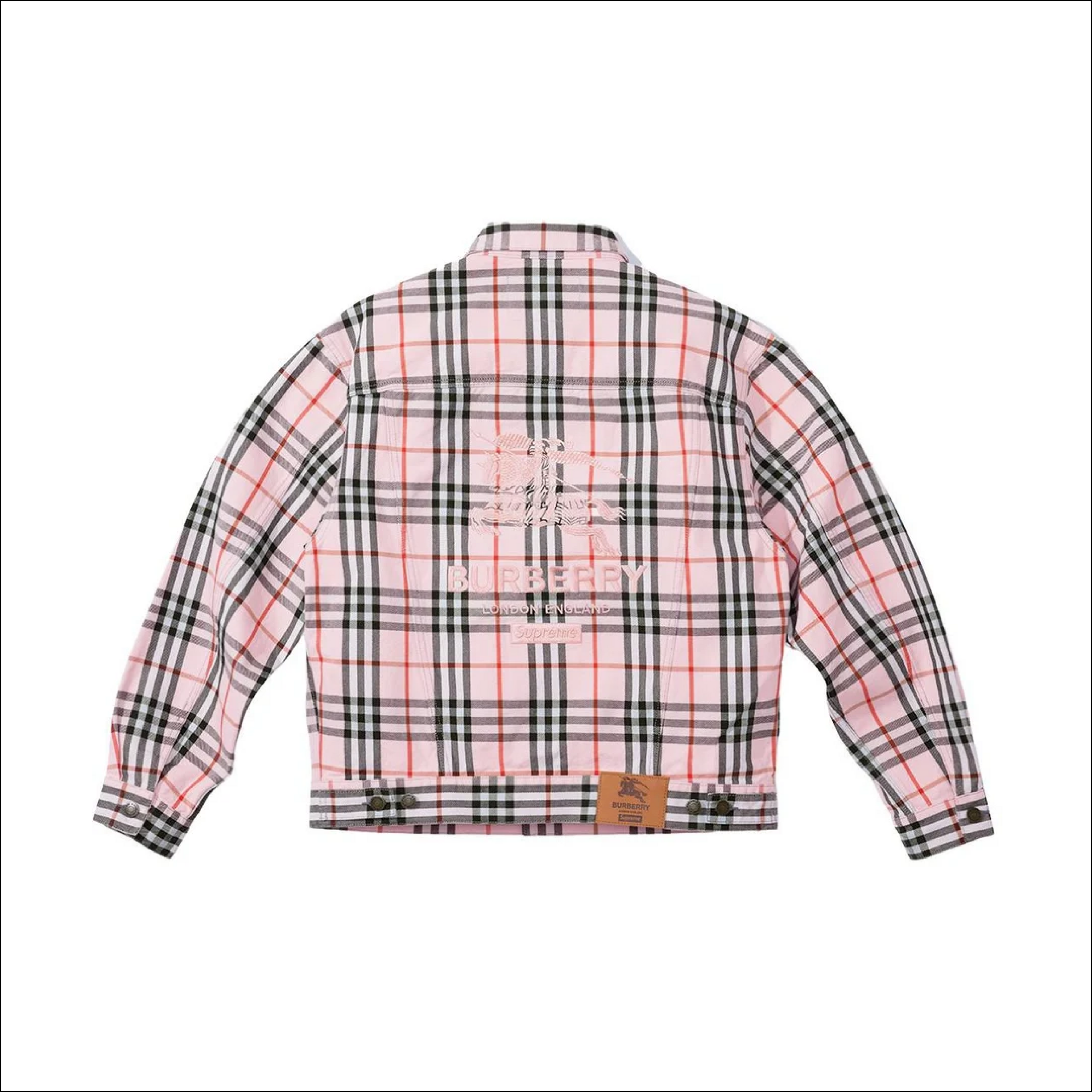 Supreme Burberry Denim Trucker Jacket Pink